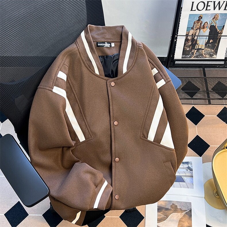 美式vintage拼接飞行员夹克外套高街潮牌棒球服宽松休闲W6043-P60图片