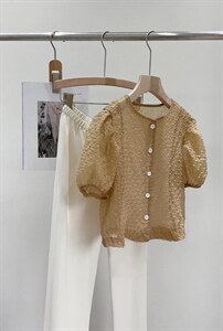 80707 褶皱面料开襟小衫，其它，NARDTREE