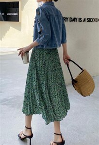 夏季新品牛仔碎花两件套套裙图片