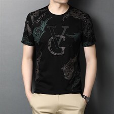 短袖T恤男夏季2023新款百搭圆领休闲中青年男装上衣体恤衫,男装T恤,电商B212（原钱塘6029）