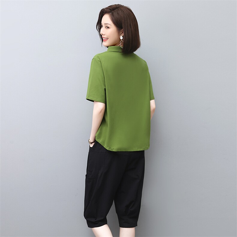 时尚休闲套装女夏2023新款宽松洋气减龄短袖T恤休闲裤两件套，女装套装/套裙，涵誉