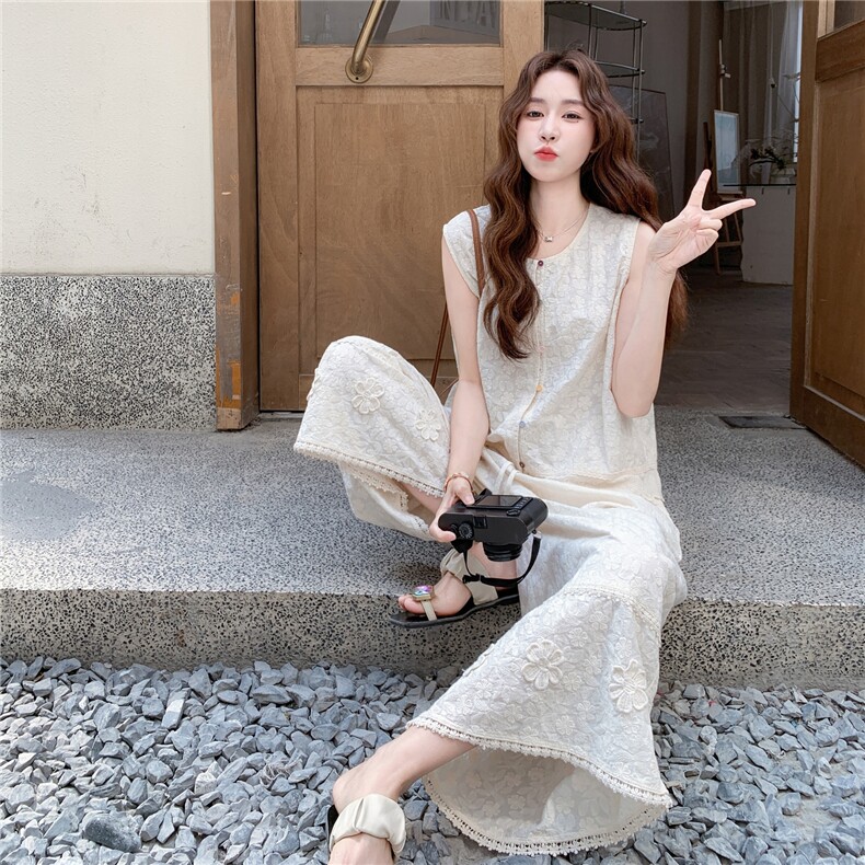 气质减龄无袖马甲套装裙女2025夏新款高级感白色显瘦半身裙两件套，女装套装/套裙，浙宝217