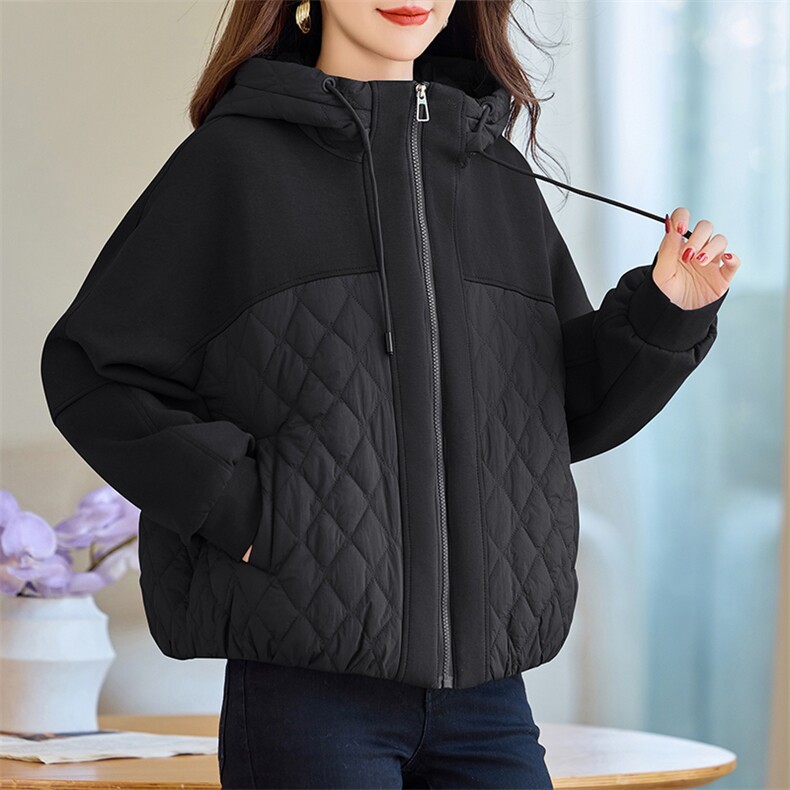 2024秋冬新款加棉加厚连帽外套棉衣,女装棉衣/棉服,余墨