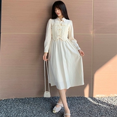 新中式国风粉色连衣裙女秋季2025年新款甜美减龄气质显瘦a字长裙，女装连衣裙，煊芮熙