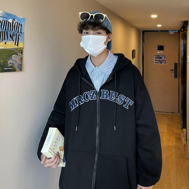 胸前贴布刺绣开衫卫衣休闲百搭男女外套ZW15-薄款P55加绒P60控68,女装短外套,星座1408-1