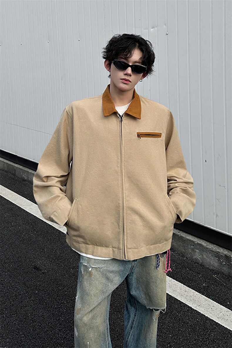 8XL-M春季水洗帆布短款夹克男生vintage美式复古工装外套JK003P98,男装夹克,电商B312