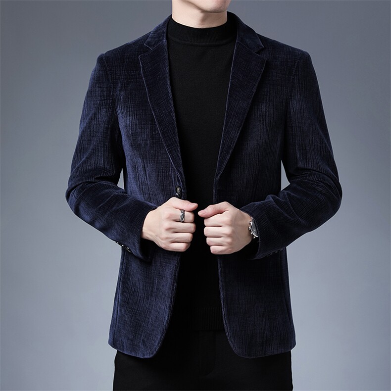 新款2023春秋季男式装商务休闲男单西中年时尚百搭纯色西服外套图片