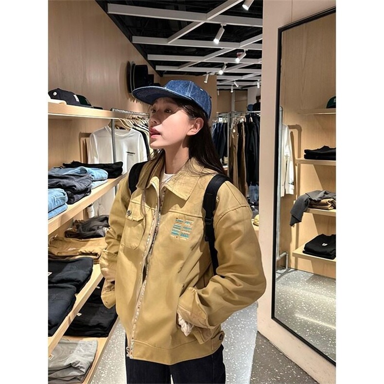 春秋季美式复古字母刺绣工装外套小众设计感情侣百搭宽松夹克潮流,男装夹克,星座506A