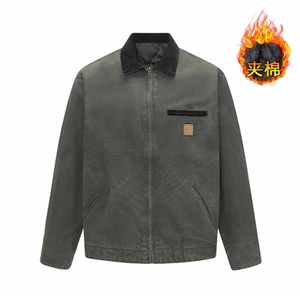 1506-1/QJ660/P126美式复古夹棉加厚工装牛仔外套男女翻领夹克图片