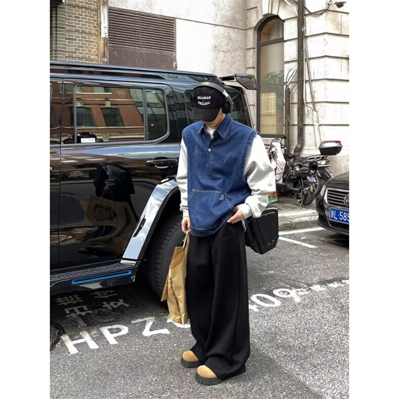 2025新款灰色休闲裤简约直筒卫裤宽松阔腿男裤百搭显瘦长裤子男潮,男装休闲裤,星座506A