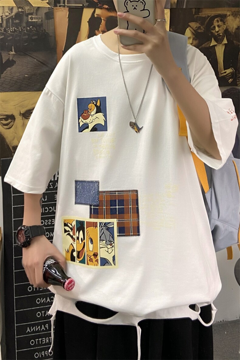 2025夏季短袖t恤男半袖港风T恤衫A210-A8306-P28控48,男装T恤,星座210-3