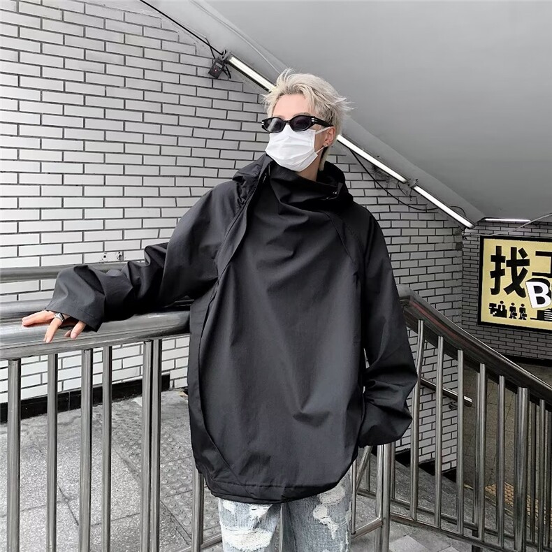 2023港风文艺连帽山系外套男春秋宽松潮流长袖夹克,男装夹克,星座716-2
