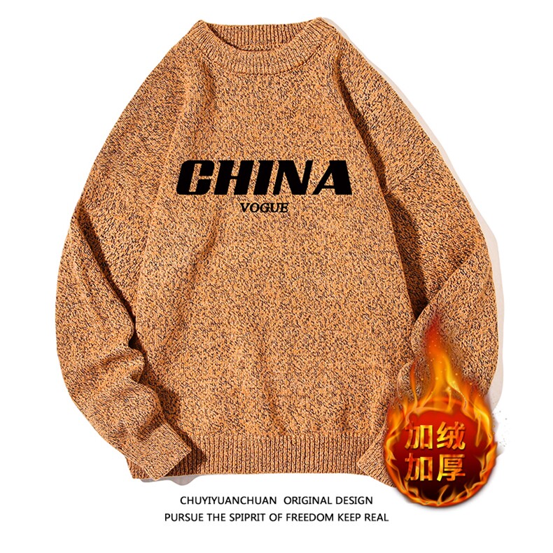 加厚加绒毛衣男大码毛线衣男针织衫M19001-P45加绒款-P65白底,男装针织衫/毛衣,电商A040A