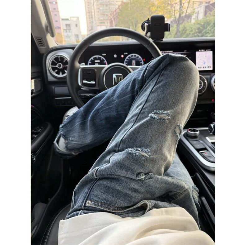 G3153LL-特P48闪电纹破洞牛仔裤美式高街cleanfit,男装牛仔裤,星座1007（原301D）