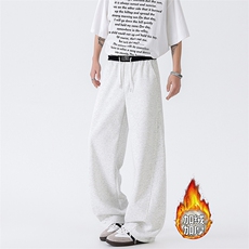 加绒休闲裤男冬季新款港风宽松华棉复合奥利绒阔腿裤JR58-P52，男装卫衣，星座214-3
