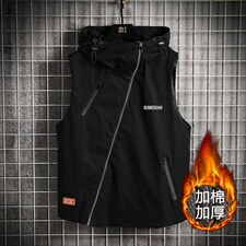 8XL-M码2023冬季新款加棉连帽工装机能马甲男无袖外套加肥加大码图片