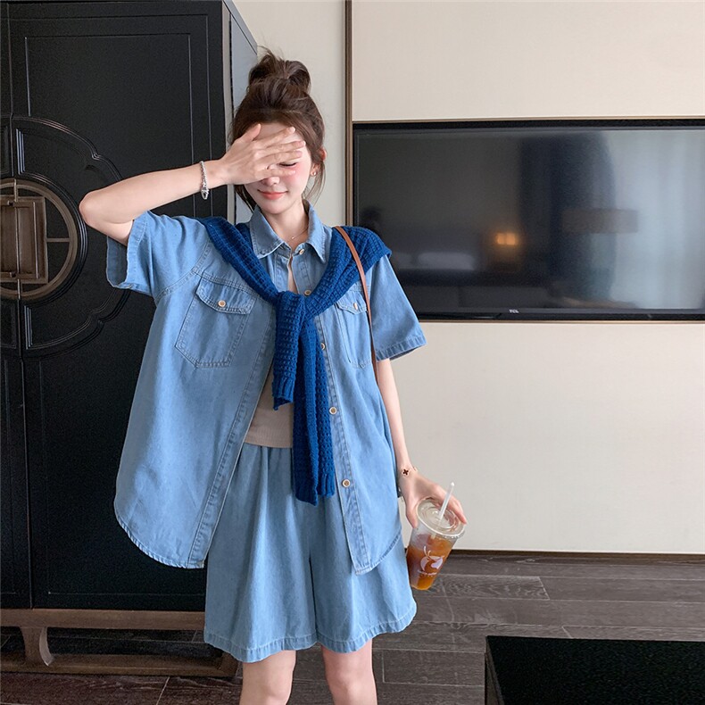 现货！牛仔套装女夏季牛仔短袖高腰短裤两件套2C212-G86-P135-188,女装套装/套裙,2C212