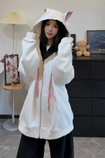 重磅380g华棉连帽猫耳朵设计宽松卫衣外套男W24530-特P65控118，女装短外套，电商A001