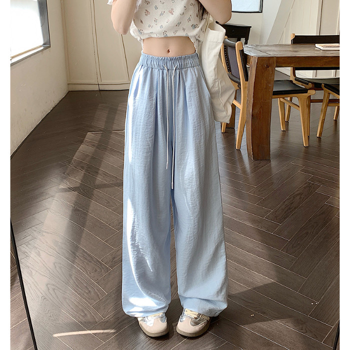 AK2214-P35奶芙休闲裤女高腰宽松显瘦垂感阔腿山本裤图片