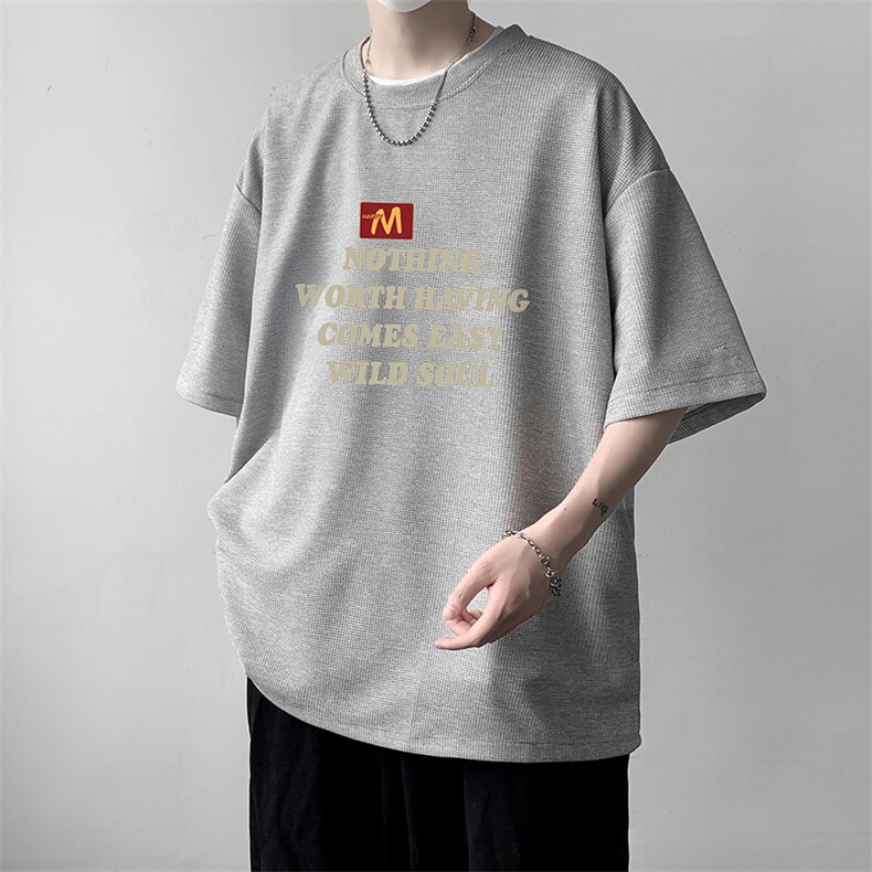 华夫格t恤男短袖男大码五分袖大皂风HT73363-P22,男装T恤,电商A040