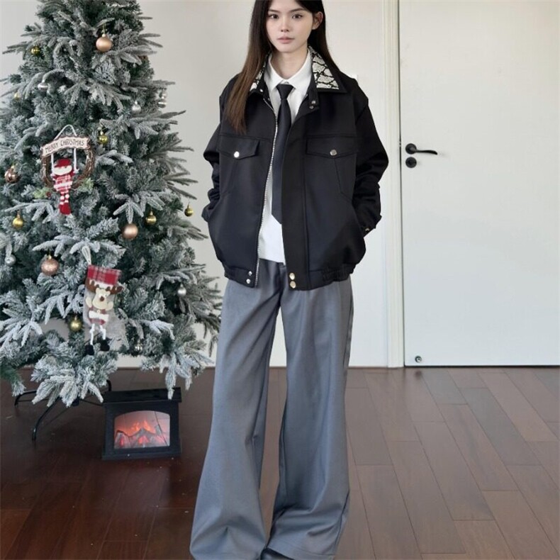 春秋季蛇年限定白蛇翻领宽松夹克男女美式复古休闲情侣棒球服外套,男装夹克,星座506A