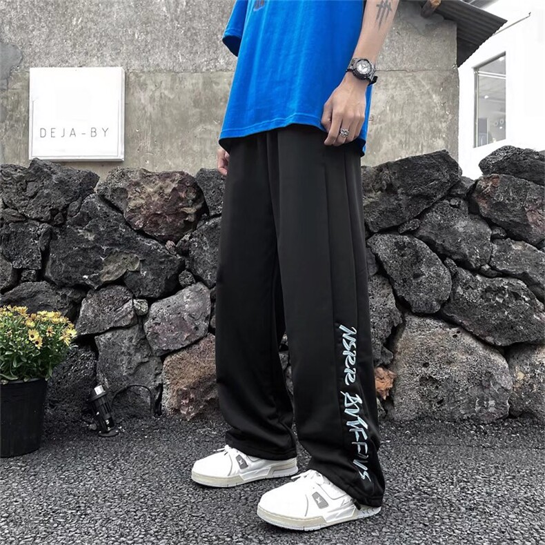 春夏运动休闲裤男直筒垂感ins潮牌港风刺绣M228P30,男装休闲裤,星座1116-2