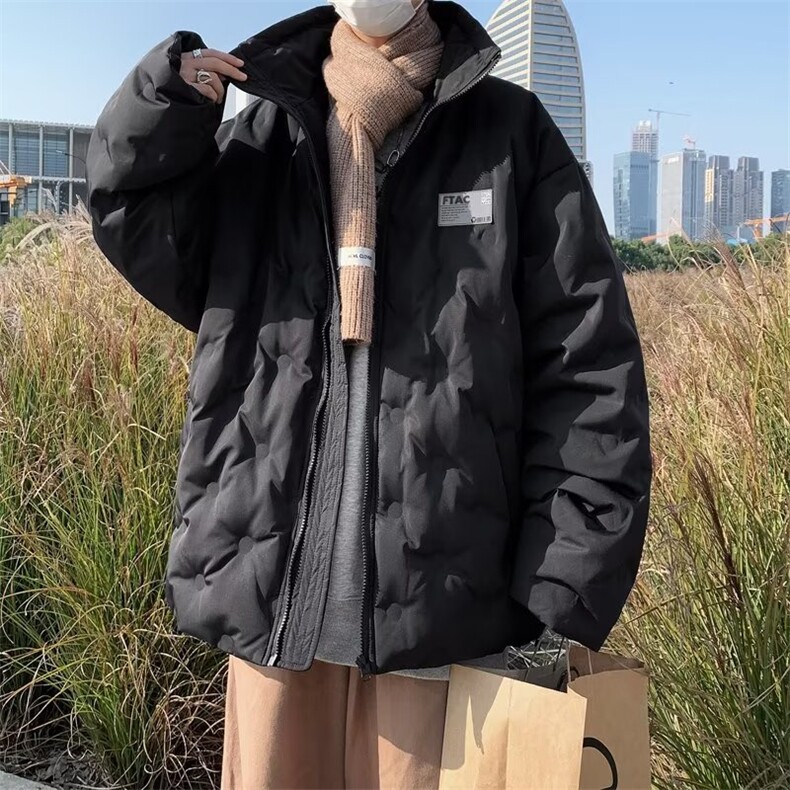 高级感薄荷绿棉服男冬季街头设计感压褶立领面包服ZH06P100,男装棉衣,星座1116-2