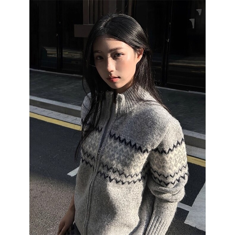现货费尔岛针织开衫宽松休闲慵懒风毛衣M9824特P60,男装针织衫/毛衣,星座205-3