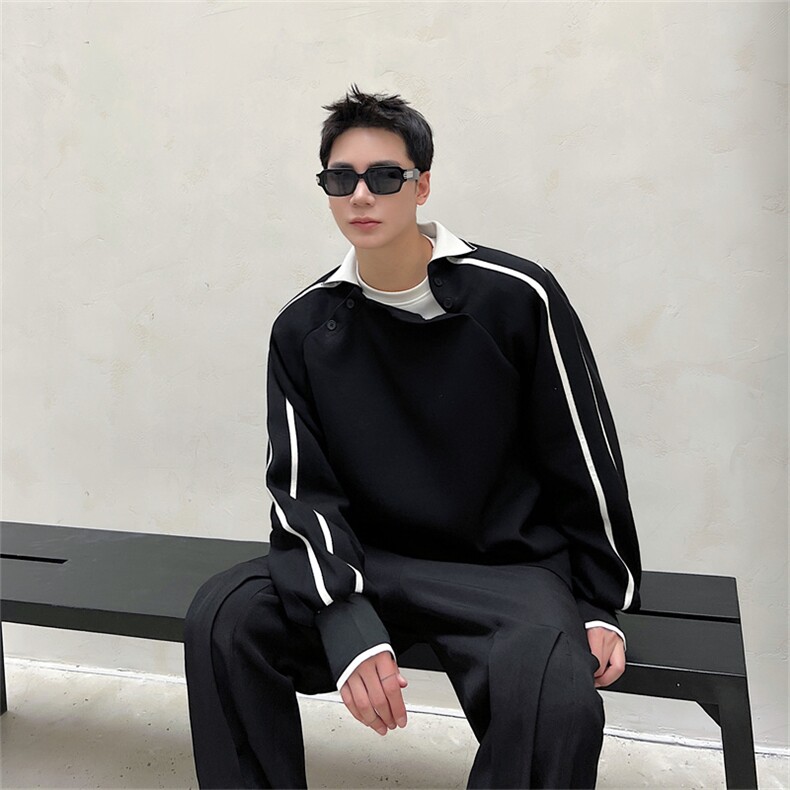 暗黑小众拉条卫衣男P115图片