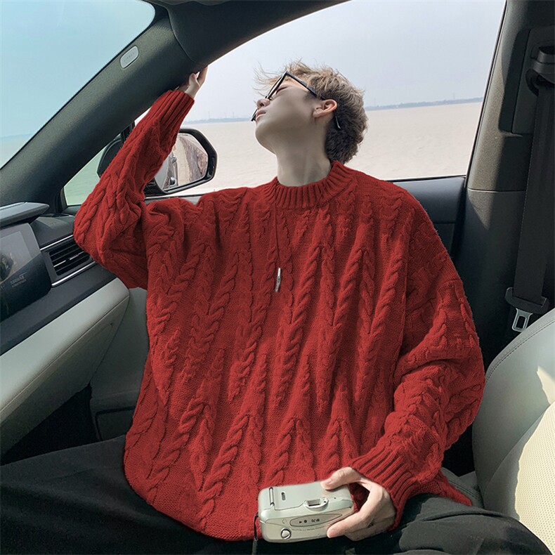 8XL-M麻花毛衣男休闲大码慵懒风情侣圆领针织衫线衣外套MY1512P65,男装针织衫/毛衣,电商B238
