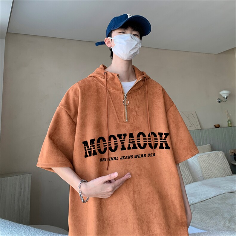 数据款！夏季麂皮绒连帽短袖潮流半袖T恤RTM3025-p50控78,男装T恤,电商B370