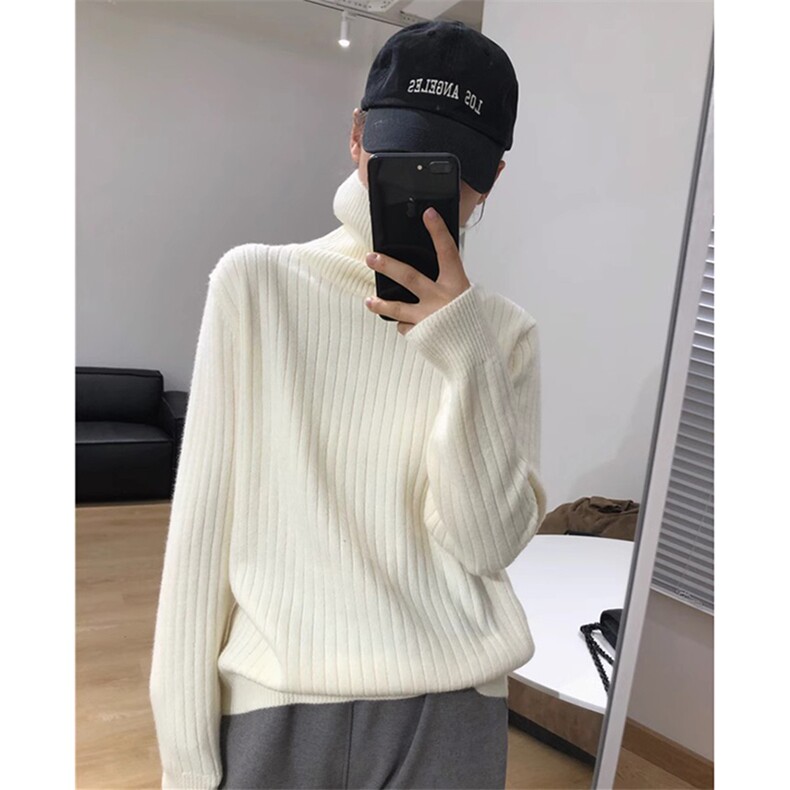 23春秋冬新款低圆领抽条羊毛衫女宽松毛衣显瘦长袖针织衫韩版,女装羊毛衫,鹿一羊绒