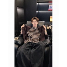 已下单~龙叨叨老钱风假两件格纹拼接长袖针织开衫外套MY2573批88，女装短外套，星座1411A-6