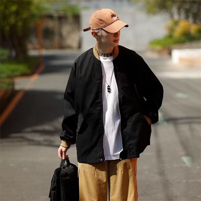 2025春秋美式日系潮牌撞色棒球服宽松飞行夹克工装外套W5065-P56,男装夹克,星座412