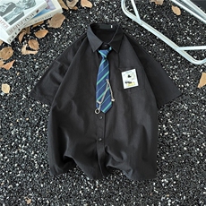 W426-P40复古衬衫夏装港风宽松小众设计感新款上衣链条领带，男装衬衫，星座911-1