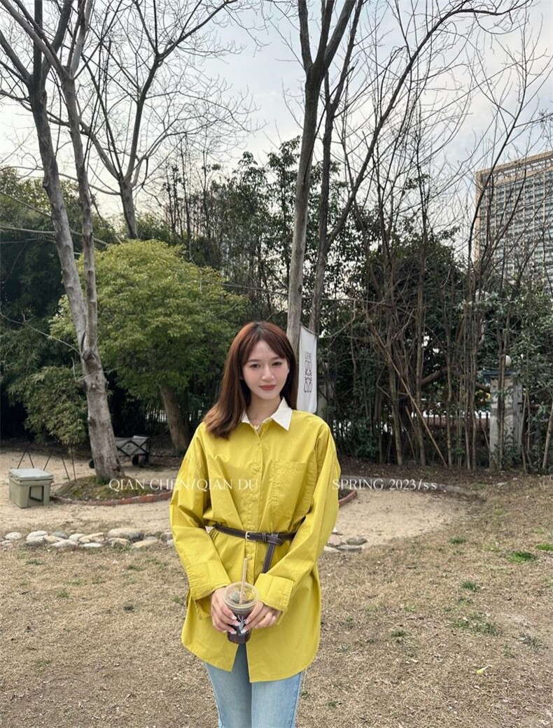 现货新款拼色衬衫，女装衬衫，QIANCHEN 谦晨(1F)