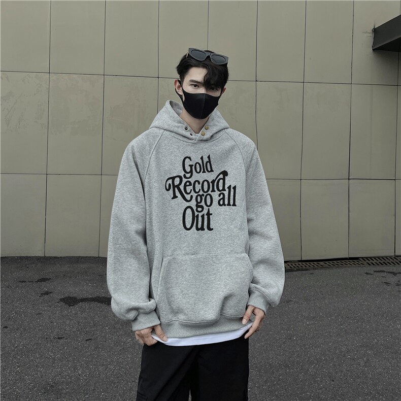 美式440克纽扣花体字母印花连帽卫衣秋冬潮男棉套头外套GW01B-P65,女装短外套,星座216(原A116)