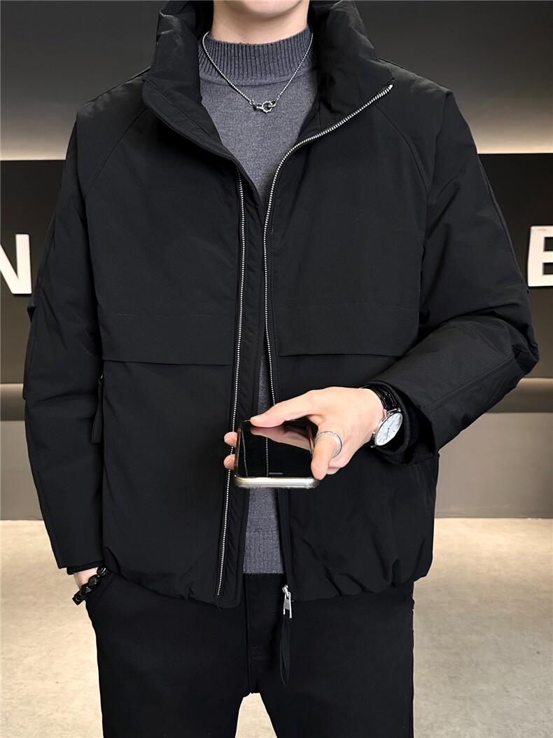标90纯色无帽翻领羽绒服休闲百搭上衣外套男A329-YR2568-P255,男装羽绒服,电商A329