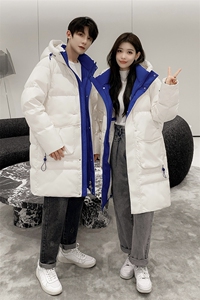 主推韩版情侣装长款羽绒服男女青年学生加厚300+克羽绒服大衣图片