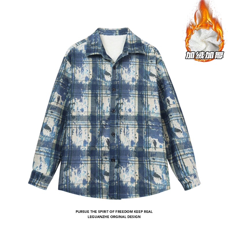 2024冬季新款港风白底大码灯芯绒加绒衬衫M-5XHC24971-P60,男装衬衫,电商A022