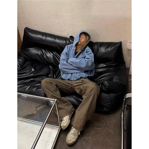 网 拉链连帽牛仔棉衣外套男女春秋冬季加厚工装夹克棉服B103-P158图片