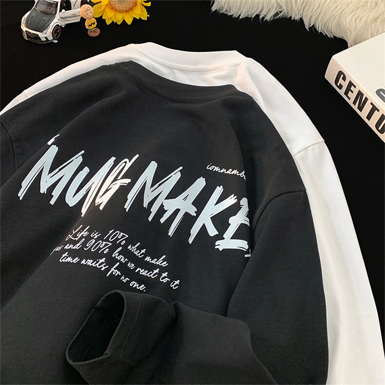 重磅美式高街印花纯棉大码宽松休闲长袖T恤CT305-P28,男装T恤,电商B219A