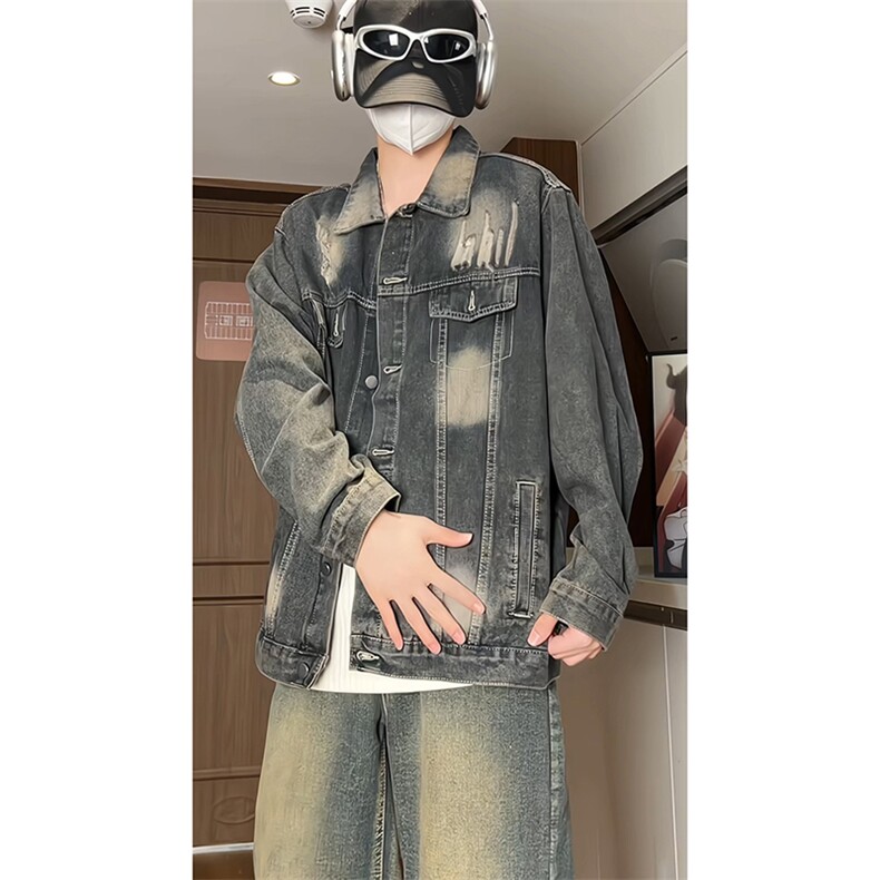 牛仔夹克外套男生美式复古色牛仔衣A13-P85,男装工装外套,电商D312-1