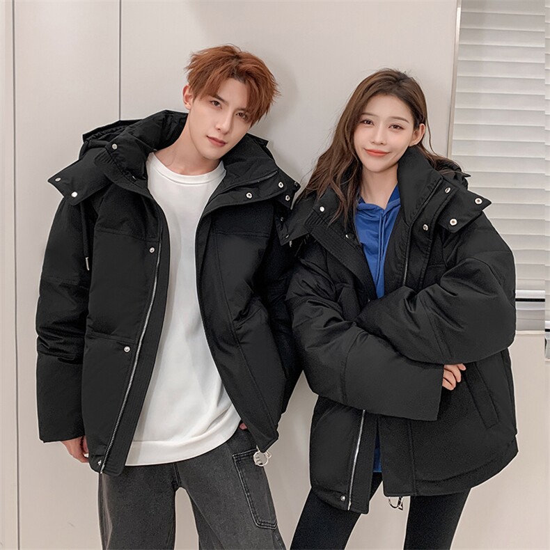 主推韩版情侣装羽绒服男女青年学生加厚300克绒羽绒外套，男装羽绒服，钱塘723