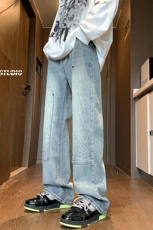 B221美式ins高街暗黑小众铆钉伐木裤牛仔裤LK23145-P65控88，男装牛仔裤，电商B221
