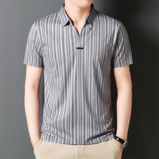 夏季男士短袖polo衫中青年休闲宽松翻领冰丝薄款T恤QSD1270-P52，男装Polo衫，星座1105-3