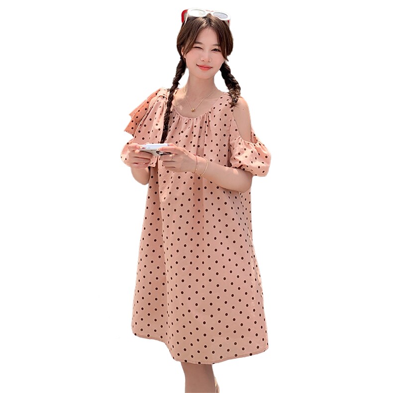 2024新款夏装宽松度假风粉色波点连衣裙212A-8837-P100-K149,女装连衣裙,浙宝212A