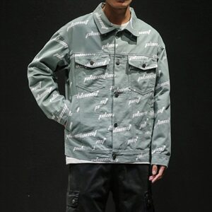 2021春秋季新日系大码男休闲字母印花潮流运动夹克外套J977-P75图片