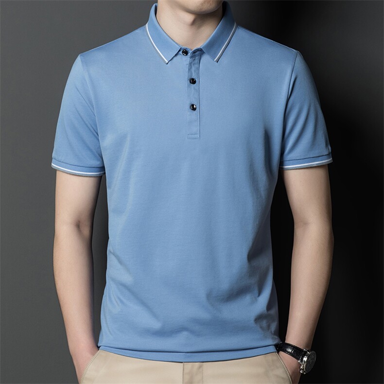 短袖t恤男翻领中年男士爸爸夏季衣服全棉衬衫宽松体桖HM8232-P53,男装Polo衫,星座1105-3