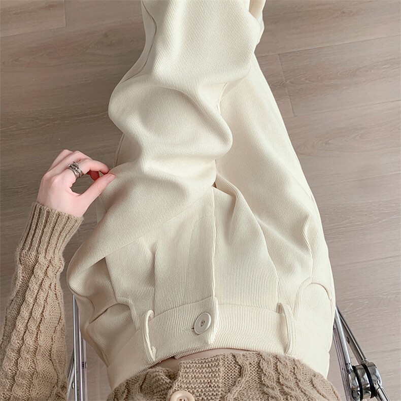 欧棉绒阔腿裤女春秋冬高腰垂感休闲窄版直筒裤雪尼尔加绒裤,女装休闲裤,云美莎专业女裤-全店现货